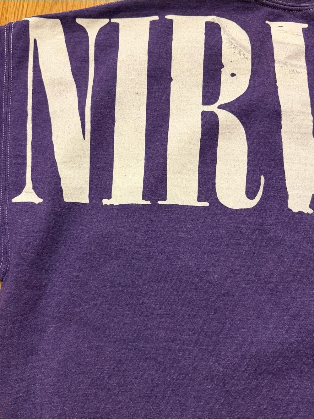 Vintage NIRVANA Oversized Purple Crewneck with Large White Logo & Smiley Faces